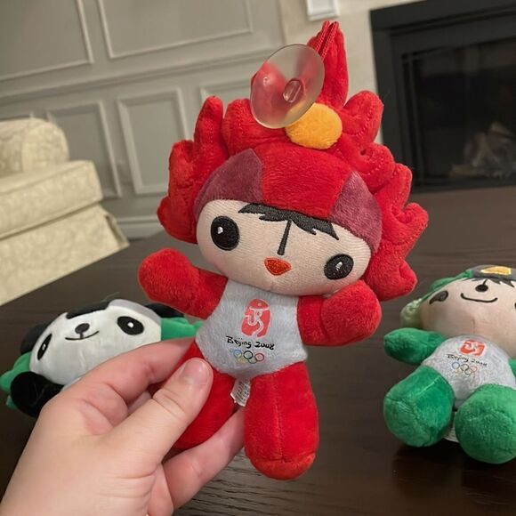 Beijing China 2008 Summer Olympics 4 Mascots Fire Fuwa Dolls Plush 7" Beibei - Picture 4 of 10